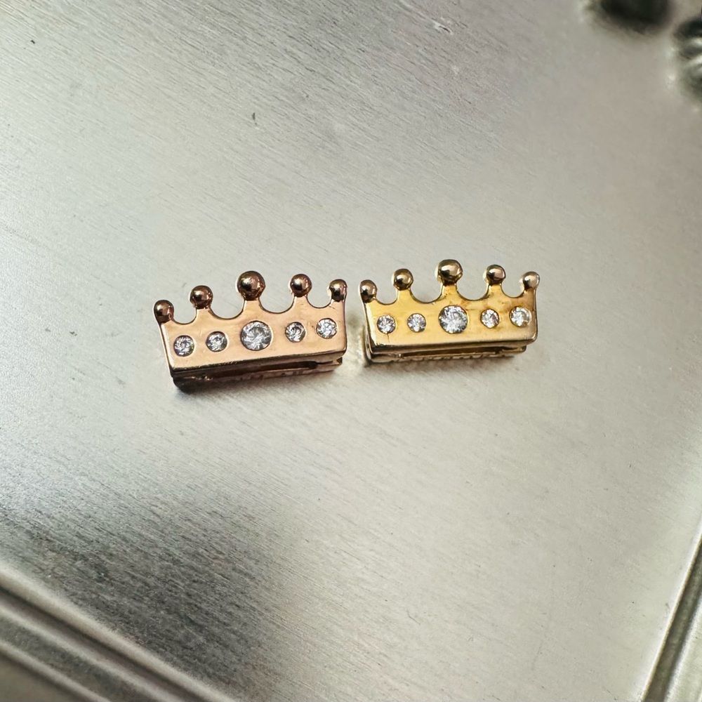 👑 2 Pandora Sparkling Crown Clip Charms